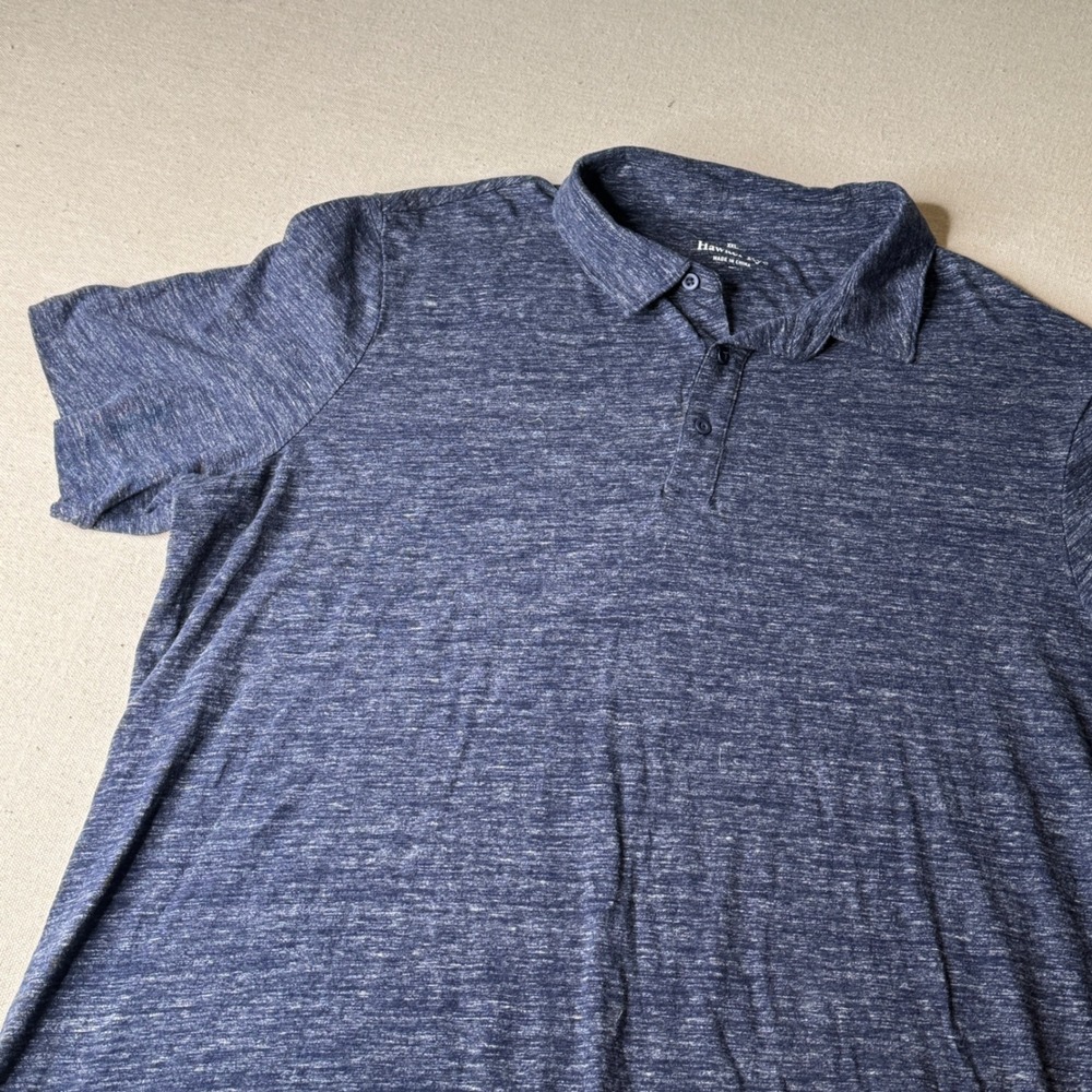 Hawker Rye Mens XXL Blue Space Dye 100% Cotton Short Sleeve Polo Shirt